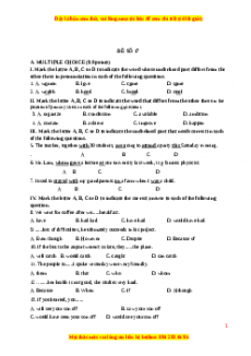 Đề thi trắc nghiệm Tiếng anh 10 năm 2022 - 2023 (Đề 17)