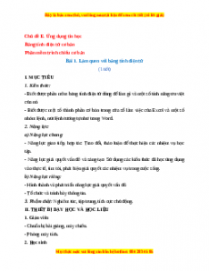 Giáo án Tin học 7 Cánh diều Chủ đề E Bài 1: Làm quen với bảng tính điện tử