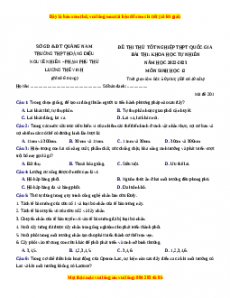 Đề thi thử Sinh học Cụm Liên trường tỉnh Quảng Nam lần 1 năm 2023