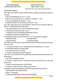 Đề thi cuối kì 1 Lịch sử 12 năm 2023 Trường THPT Ngô Lê Tân - Bình Định