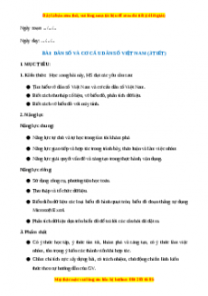Giáo án Dân số và cơ cấu dân số Việt Nam Toán 7 Kết nối tri thức