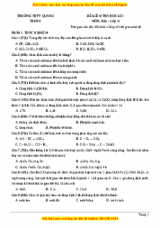 Đề thi học kì I Hóa lớp 11 trường THPT Quang Trung
