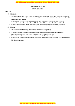 Chuyên đề luyện thi Hóa học 12 năm 2023 cực hay - Phần 4: Polime Và Vật Liệu Polime
