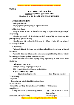 Giáo án HĐTN lớp 3 Tuần 1 Cánh diều:  Lớp học của chúng em