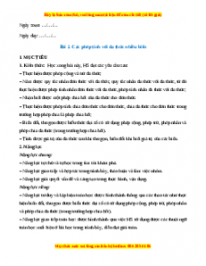 Giáo án Các phép tính với đa thức nhiều biến Toán 8 Cánh diều