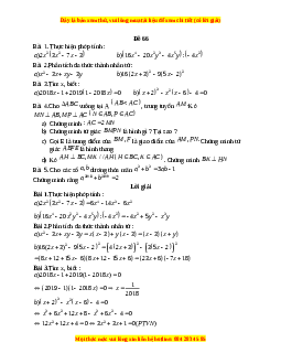 Đề thi giữa kì 1 Toán 8 năm 2023 - Đề 66