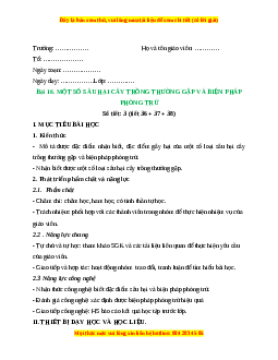 Giáo án Công nghệ 10 (Kết nối tri thức) Bài 16: Một số sâu hại cây trồng thường gặp và biện pháp phòng trừ