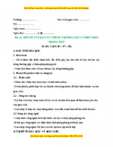 Giáo án Công nghệ 10 (Kết nối tri thức) Bài 16: Một số sâu hại cây trồng thường gặp và biện pháp phòng trừ
