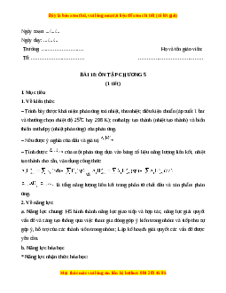 Giáo án Bài 18: Ôn tập chương 5 Hóa học 10 Kết nối tri thức