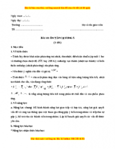 Giáo án Bài 18: Ôn tập chương 5 Hóa học 10 Kết nối tri thức