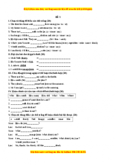 Học kỳ 2: Phần 2 Một số đề kiểm tra học kỳ 2 - Mục B- Đề kiểm tra 1 tiết số 3-Giáo viên Mai Lan Hương đầy đủ đáp án