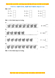 Bài tập cuối tuần Toán lớp 1 Tuần 11 Kết nối tri thức (có lời giải)
