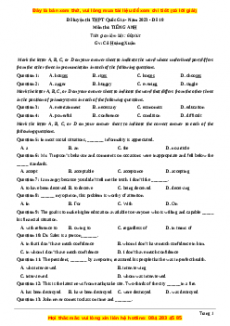 Đề thi thử THPT Quốc Gia môn Tiếng Anh có đáp án ( đề 10 ) - cô Hoàng Xuân