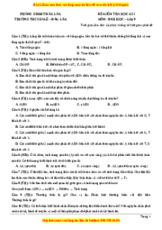 Đề thi học kì 1 Sinh học 9 năm 2023 trường THCS Ealê - Đăk Lăk
