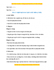 Giáo án Phép nhân đa thức một biến Toán 7 Kết nối tri thức