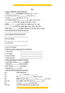 Học kỳ 1: Phần 2 Một số đề kiểm tra học kỳ 1 - Mục B- Đề kiểm tra 1 tiết số 3 -Giáo viên Mai Lan Hương đầy đủ đáp án