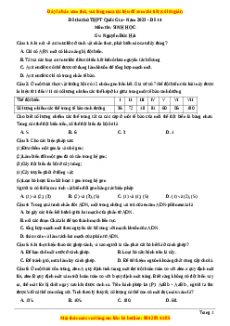 Đề thi thử THPT Quốc Gia môn Sinh học có đáp án ( đề 14 ) - thầy Nguyễn Đức Hải