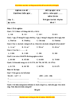 Đề thi cuối kì 2 Toán lớp 3 Chân trời sáng tạo - Đề 7