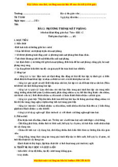 Giáo án Toán 12 học kì II Hình học Bài 2: Phương trình mặt phẳng