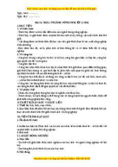 Giáo án Bài 24 Địa lí 10 Kết nối tri thức (2024): Địa lí ngành nông nghiệp