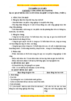 Giáo án Tự nhiên và xã hội 3 Cánh diều Bài 10: Hoạt động sản xuất công nghiệp và thủ công