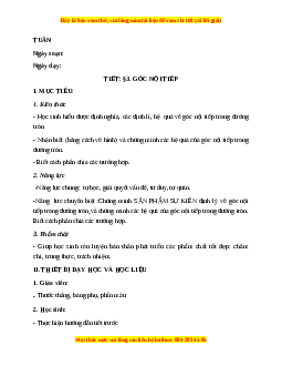 Giáo án Góc nội tiếp Toán 9 Học kì 2