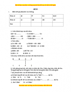 Đề thi Toán lớp 4 cuối kì 1 năm 2022 - 2023 (Đề 35)