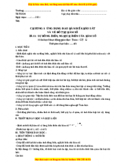 Giáo án Toán 12 học kì 1 Giải tích (năm 2023) | Giáo án Toán 12  mới, chuẩn nhất