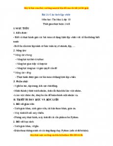 Giáo án Tin học 10 Bài 21 (Kết nối tri thức): Câu lệnh lặp while
