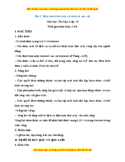 Giáo án Tin học 10 Bài 2 (Cánh diều): Điện toán đám mây và internet vạn vật