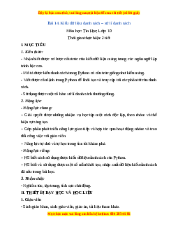 Giáo án Tin học 10 Bài 14 (Cánh diều): Kiểu dữ liệu danh sách – xử lí danh sách