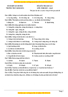 Đề thi học kì 1 Sinh học 8 năm 2023 trường THCS Minh Hòa - Hải Dương