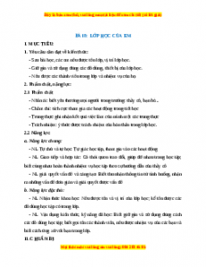 Giáo án TNXH 1 Chân trời sáng tạo Lớp học của em