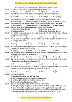 Đề thi thử Vật lí trường Chuyên Vị Thanh - Hậu Giang năm 2023