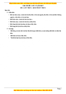 Chuyên đề Giải tích 12 năm 2023 - Chủ đề: Logarit