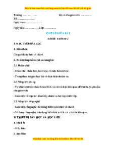 Giáo án Công nghệ 6 Ôn tập giữa học kì 1 (Cánh diều)