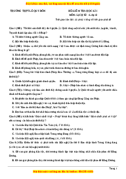 Đề thi cuối kì 1 Lịch sử 12 năm 2023 Trường THPT Lê Quý Đôn
