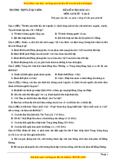 Đề thi cuối kì 1 Lịch sử 12 năm 2023 Trường THPT Lê Quý Đôn