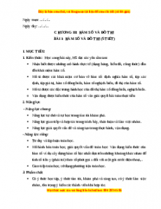Giáo án Hàm số và đồ thị Toán 10 Cánh diều