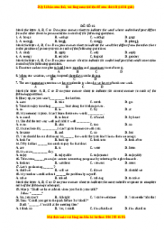 Đề thi trắc nghiệm Tiếng anh 10 năm 2022 - 2023 (Đề 15)