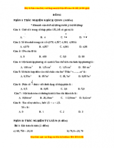 Bộ đề thi Toán 5 học kì 2 năm 2022 - 2023 - Đề 12
