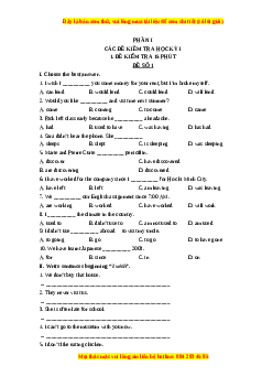 Bộ đề kiểm tra Tiếng Anh 9 - Trần Mạnh Trường có đáp án