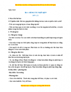Giáo án Bài 4: Động tác phối hợp Giáo dục thể chất lớp 1 Chân trời sáng tạo