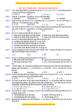 Đề thi thử Vật lí trường Thiệu Hóa - Thanh Hóa năm 2023