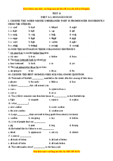 Test 13 - Bộ đề bồi dưỡng học sinh giỏi tiếng Anh toàn diện lớp 6 - Giáo viên Linh Đan