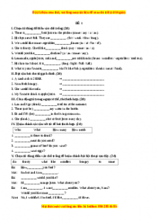 Học kỳ 2: Phần 2 Một số đề kiểm tra học kỳ 2 - Mục B- Đề kiểm tra 1 tiết số 1-Giáo viên Mai Lan Hương đầy đủ đáp án