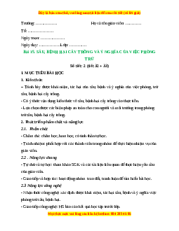 Giáo án Công nghệ 10 (Kết nối tri thức) Bài 15: Sâu, bệnh hại cây trồng và ý nghĩa của việc phòng trừ