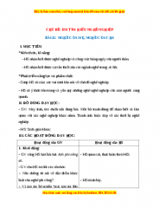 Giáo án Nghề của mẹ, nghề của cha Hoạt động trải nghiệm 2 Kết nối tri thức