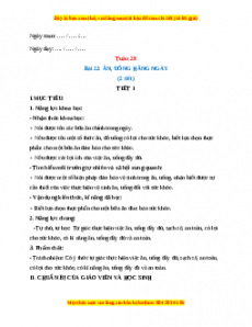 Giáo án TNXH 1 Kết nối tri thức Tuần 28