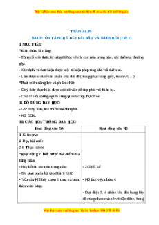 Giáo án Ôn tập chủ đề Trái đất và bầu trời Tự nhiên xã hội 2 Kết nối tri thức